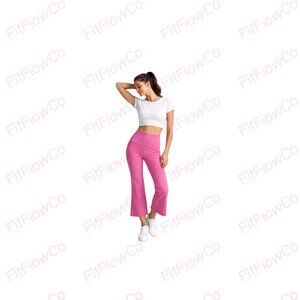 Beyond Yoga Space Dye High Waist Retro Crop Flare Pants Pink Bloom Heather Small